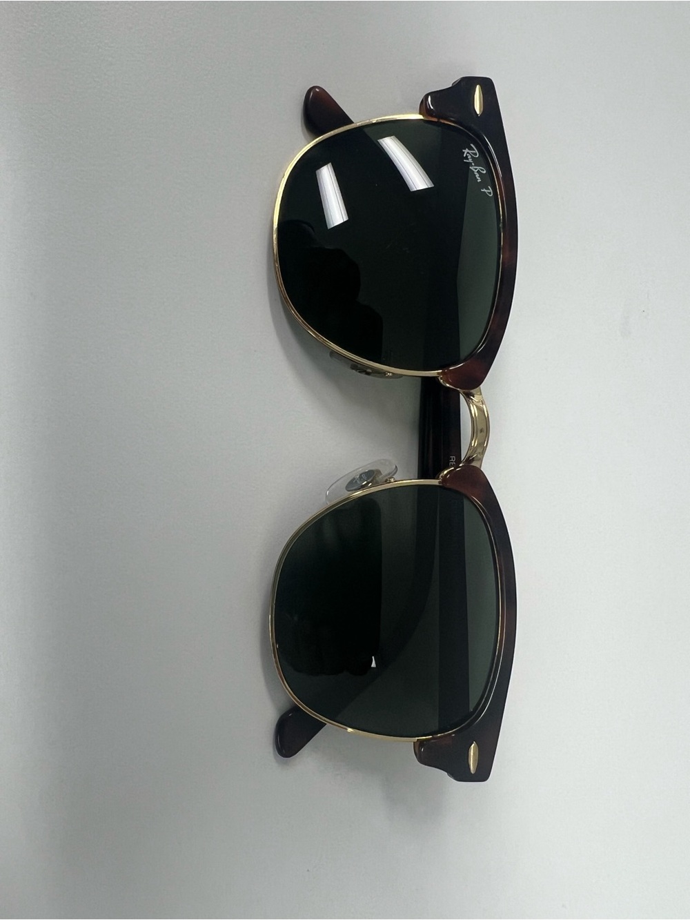 Ray-Ban Tortoise Frame Sunglasses with Gold Trim and Dark Lenses